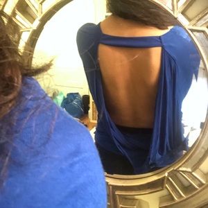 Blue long-sleeve low scoop back top size XS